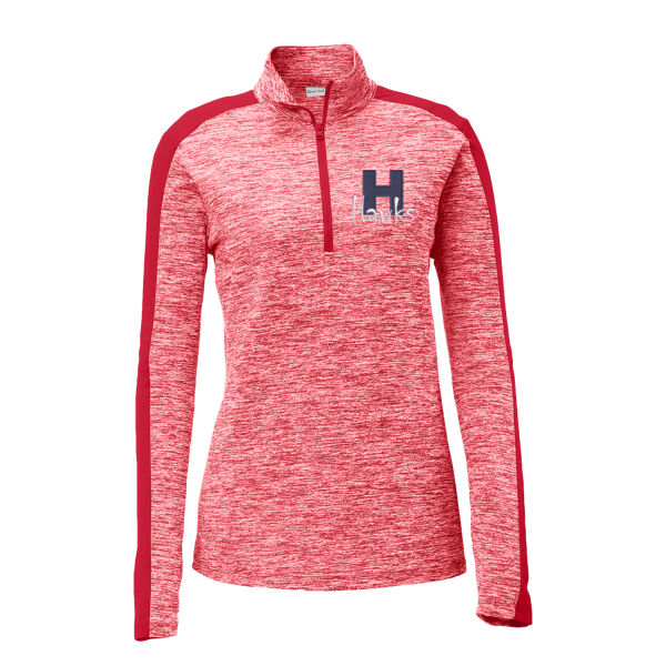 Ladies PosiCharge ® Electric Heather Colorblock 1/4 Zip Pullover  Thumbnail